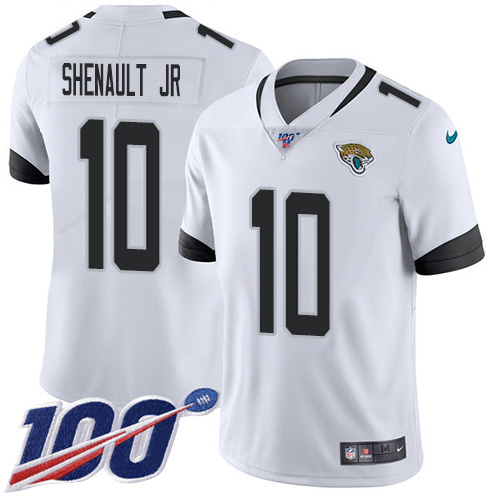 Men Nike Jacksonville Jaguars 10 Laviska Shenault Jr. White Stitched NFL 100th Season Vapor Untouchable Limited Jersey
